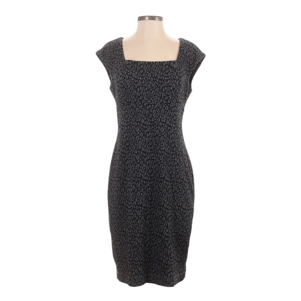 Calvin Klein Square Neck Gray Animal Print Textured Sheath Dress Size 8